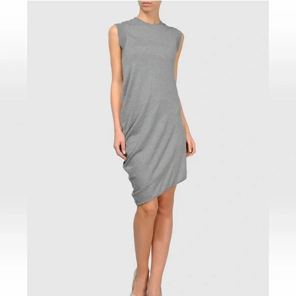 Mauro Grifone Grey Mock Neck Sleeveless Asymmetrical Mini Dress SZ 4 - Picture 1 of 6